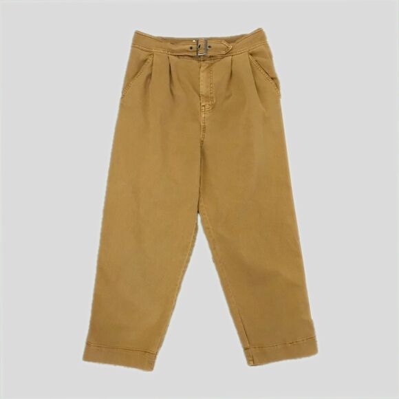 Free People Pants - Free People Yellow Pleated Cotton Cropped Denim Casual Pants NWOT 12